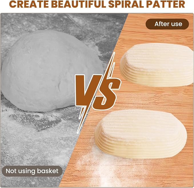 6 Inch Oval Banneton Bread Proofing Basket Set of 6, Kikcoin Mini Sourdough Bread Baking Supplies, Small Banneton Basket Proofing Baskets for Sourdough Bread Baking - Image 4