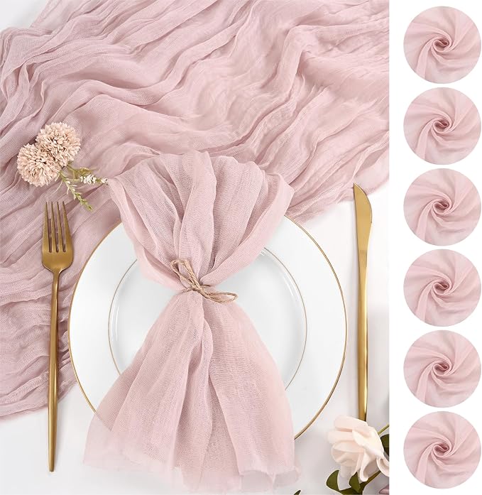 50 Pack Dusty Pink Cloth Napkins 20x20Inch Cheesecloth Napkins | Elegant Cloth Napkins for Table, Washable Rustic Boho Gauze Napkins, for Wedding Party Bridal Baby Shower Dinner Table Decor by Lumaycens
