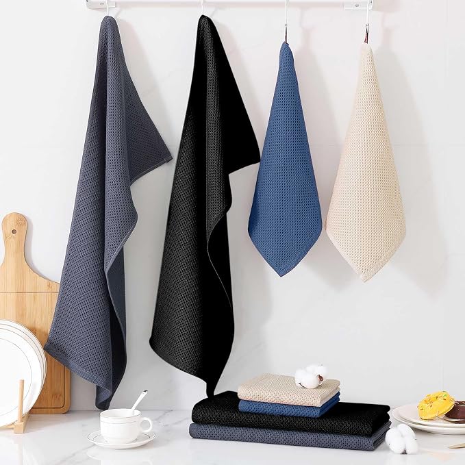 Homaxy 8 Pack 100% Cotton Kitchen Towels and Dishcloths Set, Multicolor | 12 x 12 Inches and 13 x 28 Inches Kitchen Towels Set, Ultra Soft Absorbent Dish Cloths for Washing Dishes - Image 7