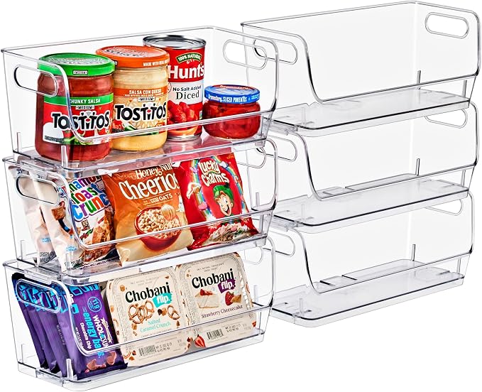 Sorbus Stackable Storage Bins Open Front, Clear Stackable Storage Bins, Pantry Bins for Storage and Organization, Acrylic Stackable Bins for Kitchen, Clear Pantry Organizer Bins (Small Narrow 6 Pack) - Image 2