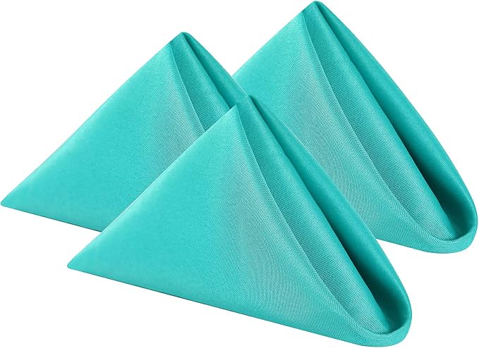 Cloth Napkins 17x17 inch Washable Polyester Dinner Napkins Soft Table Napkins for Wedding Party Dining Banquet(Turquoise,25PCS) by Cupuamon