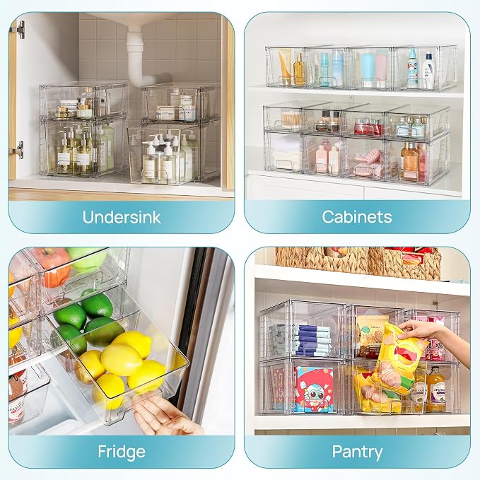 Vtopmart 8 Pack Clear Stackable Storage Drawers - Image 8