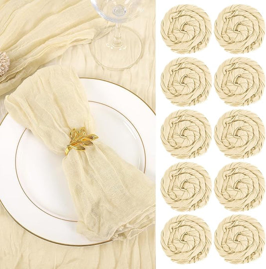 fani 100 Pack Gauze Cheesecloth Napkins, 20 x 20 in, Ivory | Wrinkled Table Napkins, Soft Cotton, Rustic Decorative, Weddings, Party, Dinner Table, Everyday Use by fani