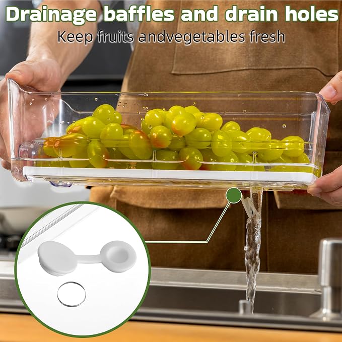Large Fridge Organizer Drawers, 4 Pack Clear Pull-Out Refrigerator Organizer Bins, Stackable Fruit and Vegetable Storage Containers for Kitchen, Refrigerator, Pantry - Image 5
