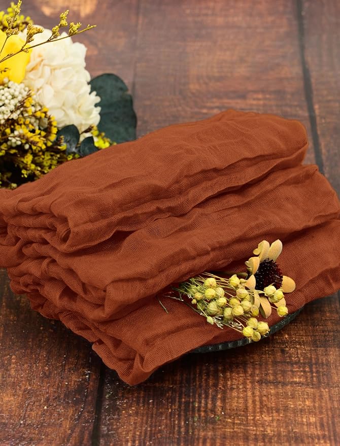 fani 100 Pack Gauze Cheesecloth Napkins, 20 x 20 in, Terracotta | Wrinkled Table Napkins, Soft Cotton, Rustic Decorative, Weddings, Party, Dinner Table, Everyday Use - Image 8
