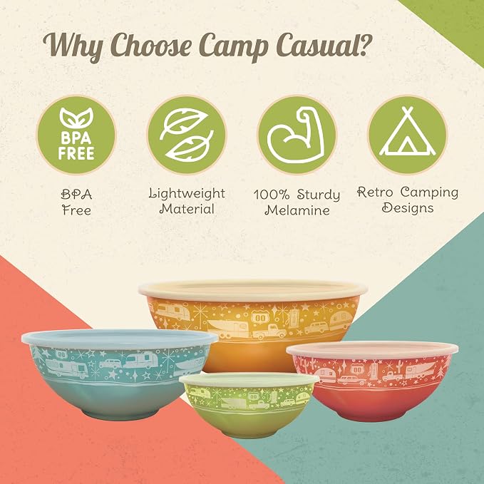 Melamine Bowls with Lids - 4 BPA Free Nesting Bowls with (New and Imporved) Lids Set for Indoor & Outdoor Dining - Sturdy, Lightweight, & Top Shelf Dishwasher Suitable Camping Bowl Set - Image 6