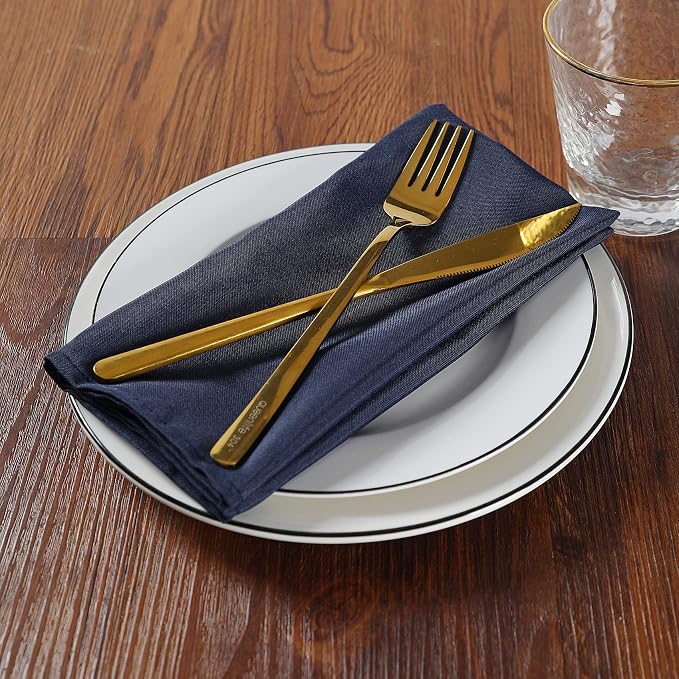 Cloth Napkins 17x17 inch Washable Polyester Dinner Napkins Soft Table Napkins for Wedding Party Dining Banquet(Navy,50PCS) - Image 6
