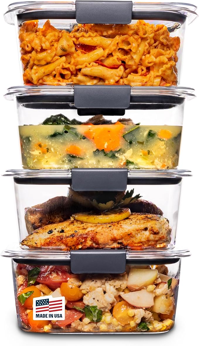 Rubbermaid Brilliance BPA Free Airtight Food Storage Containers with Lids, Set of 4 (4.7 Cup) Ideal for Lunch, Meal Prep, and Leftovers by Unknown