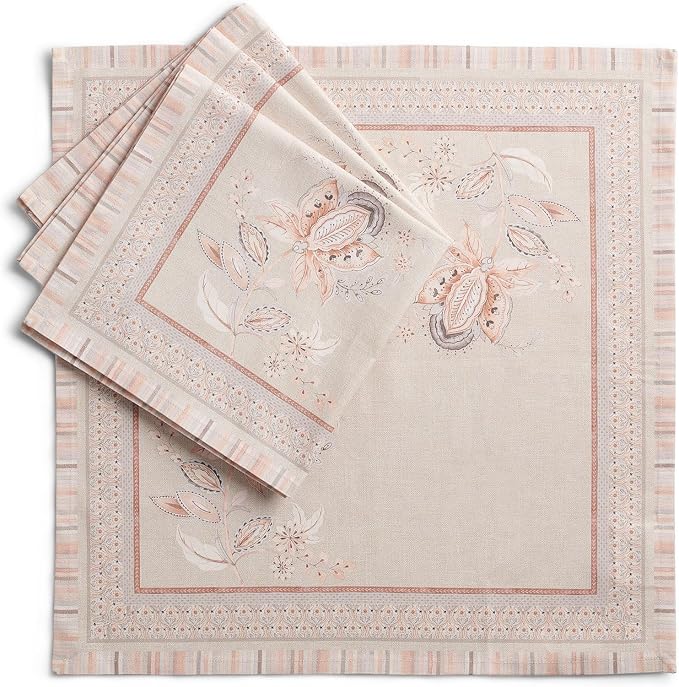 Maison d' Hermine Cloth Napkins Set of 4 100% Combed Cotton (20" x 20") | Everyday Square Napkins Cloth Washable Dinner Party Wedding Restaurant Hotel Kitchen Spring Summer - Society Florals by MaisondHermine