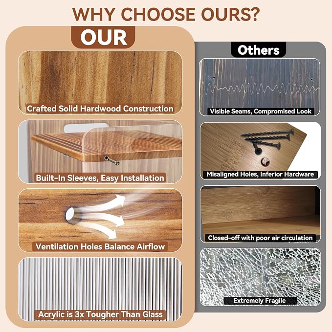 Bread Box for Kitchen Countertop, Large Wooden Breadbox with Cutting Board | Double Layer Bread Storage Container for Homemade Bread with Handles, Acrylic Window and Air Vents Keep Bread Fresh (Brown) - Image 5