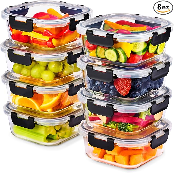 Sorbus Glass Meal Prep Containers, Dishwasher and Oven Safe Reusable Meal Prep Containers, Freezer Safe Glass Food Storage Containers with Airtight Lids by Sorbus