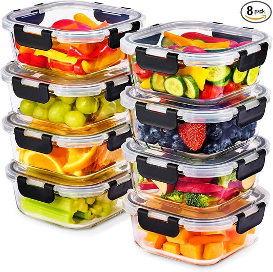 Sorbus Glass Meal Prep Containers, Dishwasher and Oven Safe Reusable Meal Prep Containers, Freezer Safe Glass Food Storage Containers with Airtight Lids by Sorbus