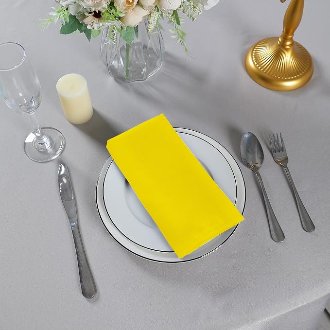 Cloth Napkins 20x20 inch Washable Polyester Dinner Napkins Soft Table Napkins for Wedding Party Dining Banquet(Yellow,100PCS) - Image 7