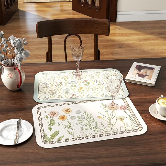 Vinyl Waterproof Placemats Set of 6 Rectangular,12"*17"-Serenity D | Wipeable Beautiful Print Place Mats,Stain Resistant,Heat Resistant,Everyday Meals,Kitchen,Dinning,Holiday,Decor - Image 2