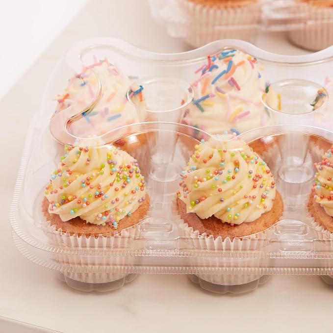 PME Pack of 9 Reusable Plastic Cupcake Container Carrier Boxes (12 cavities) - Image 5