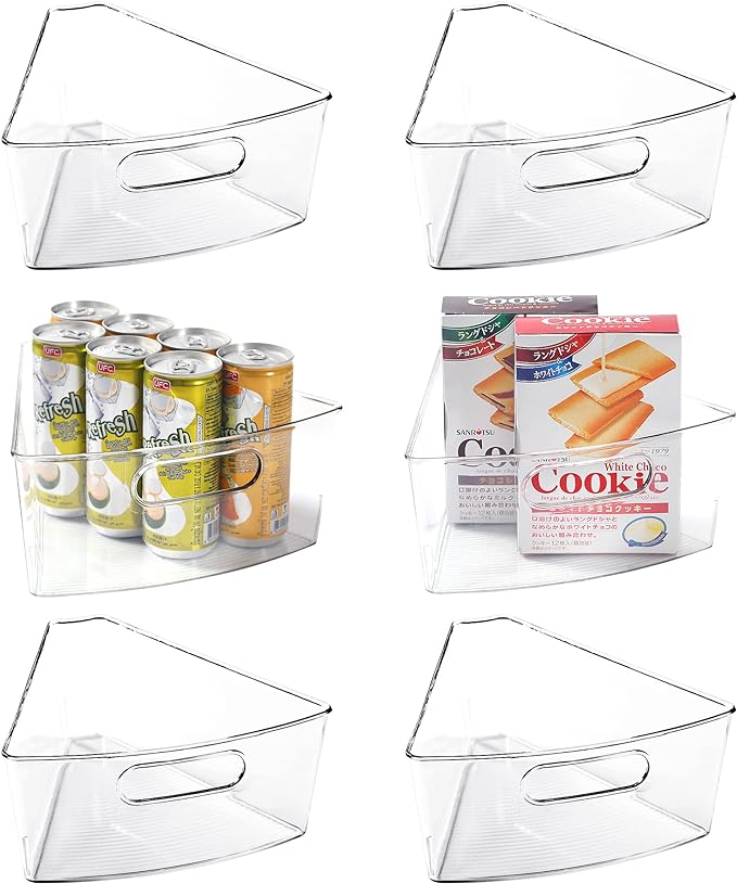Leeden Lazy Susan Organizer for 28" Diameter Corner Lazy Susan, Plastic Kitchen Cabinet Storage Bins with Handle, 6 Packs, 1/8 Wedge - Food Safe, BPA Free by LEEDEN