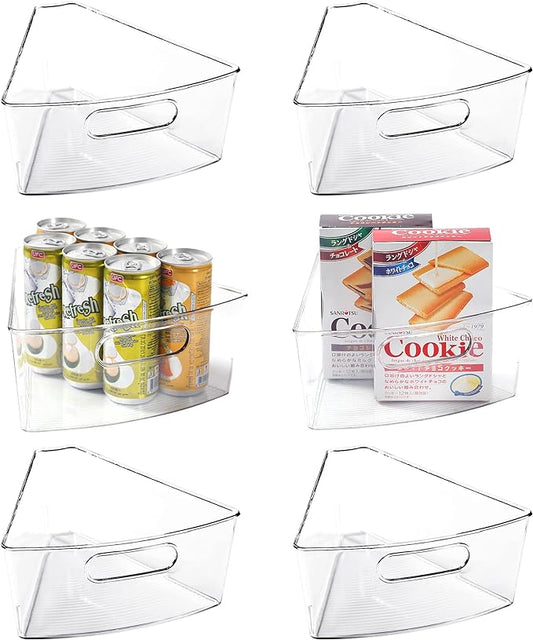 Leeden Lazy Susan Organizer for 28" Diameter Corner Lazy Susan, Plastic Kitchen Cabinet Storage Bins with Handle, 6 Packs, 1/8 Wedge - Food Safe, BPA Free by LEEDEN