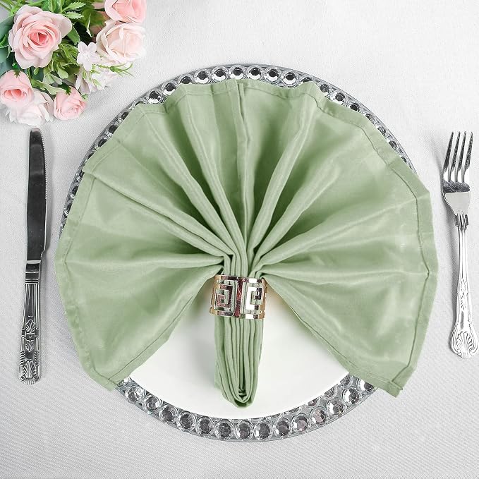 Efavormart Premium Cloth Napkins Set of 25, 20x20 Inch Sage Green Seamless Dinner Napkins, Washable Linen Table Napkin Cloth with Hemmed Edges for Weddings, Party and Banquet - Image 8