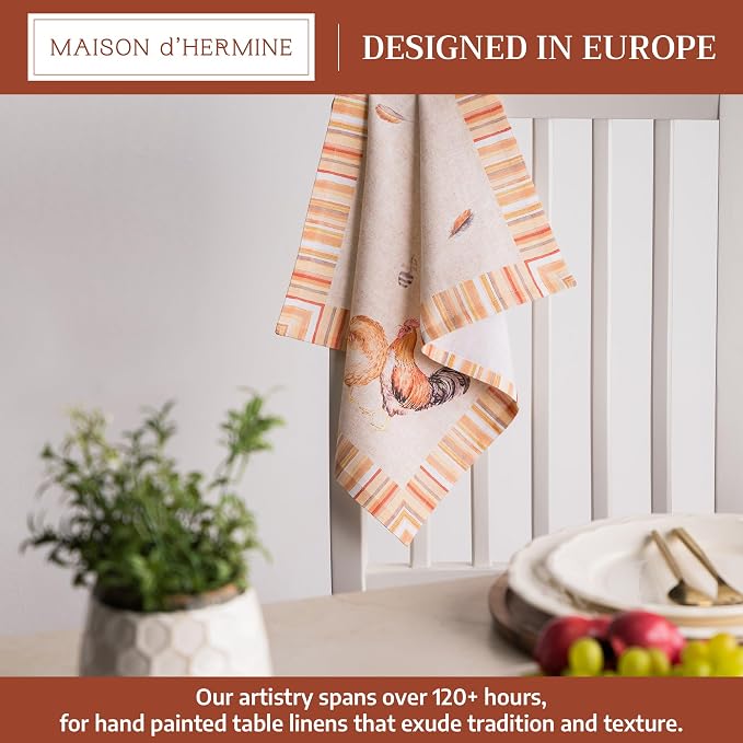 Maison d' Hermine Cloth Napkins Set of 4 Reusable 100% Cotton (18" x 18") | Everyday Square Napkins Cloth Washable Dinner Party Wedding Restaurant Hotel Kitchen Spring Summer - Barnyard Rooster - Image 2