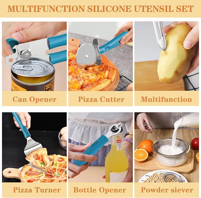 Silicone Kitchen Utensils Set, Umite Chef 43 pcs Cooking Utensils for Nonstick Cookware, Kitchen Tools-Silicone Utensil for Cooking Kitchen Set for Home Kitchen Accessories Set - Image 4
