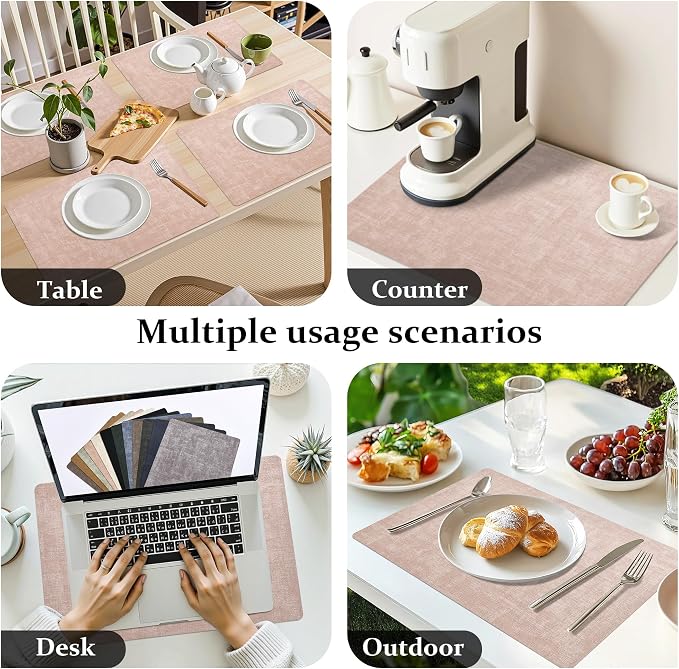 FROMHEART Faux Leather PU Placemats Set of 6 (Pink,11.8" x 17") | Waterproof,Heat/Oil Stain-Resistant Table Mat–Reversible,Non-Slip,Easy to Clean Place Mats for Kitchen,Dining,Indoor/Outdoor - Image 6