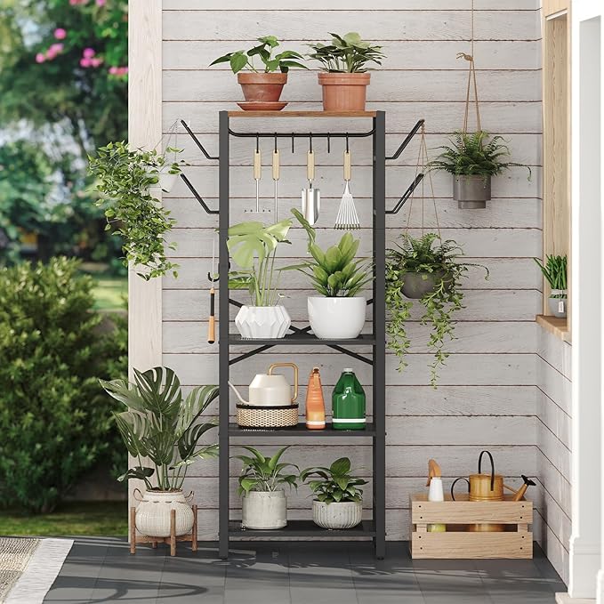 MAHANCRIS 4-Tier Pot Rack, Pots and Pans Organizer for Kitchen Corner, Kitchen Storage Rack with U-Shaped Lid Holders, Freestanding Cookware Stand, Rustic Brown and Black POHR3001 - Image 7
