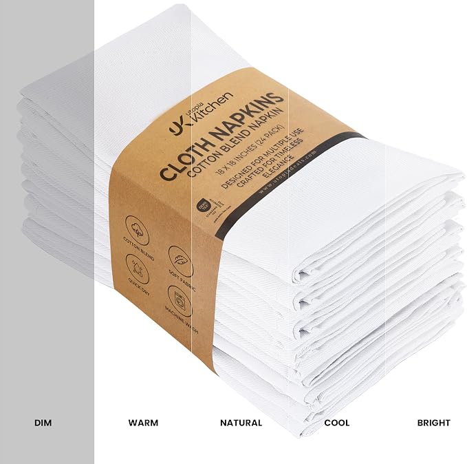 Utopia Kitchen Cotton Blend White Cloth Napkins [24 Pack, 18x18 Inch] | Absorbent Washable and Reusable for Dinner, Restaurant, Lunch, Wedding and Hotel - Image 5