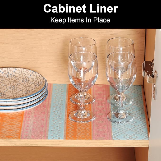 Cooyes Drawer and Shelf Liner, Non-Adhesive Shelf Liners for Kitchen Cabinets, Thick Strong Grip Mats for Desk, Shelves, Bathroom Drawers, Fridge, Cabinet Protection（23.6" W x 118" L） - Image 3
