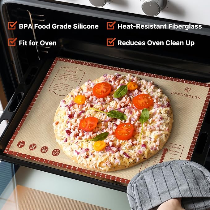 DANIA & DEAN 36"x24" Extra Thick Silicone Baking Mat for Pastry and Bread | Non-Slip & Non-Stick Mat with Measurements, for Pizza, Pie Crust, Dough Rolling, Pasta & Sourdough, Reusable Counter Sheet - Image 2