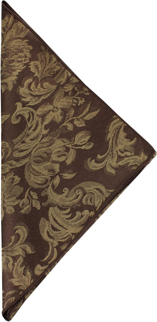17x17-Inch Damask Cloth Napkins, Chocolate, Set of 24 | Bulk Case of 2 Dozen, Miranda Jacquard, Square, 50% Cotton / 50% Polyester Fabric, Woven Damask Pattern, Soft Hand, Brown by UltimateTextile