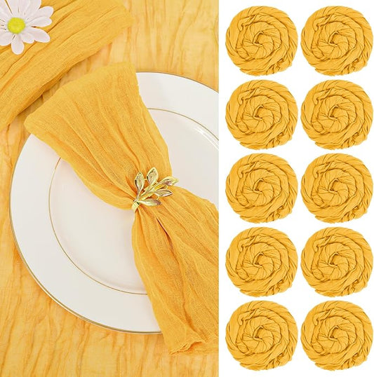 fani 60 Pack Gauze Cheesecloth Napkins, 20 x 20 in, Mustard | Wrinkled Table Napkins, Soft Cotton, Rustic Decorative, Weddings, Party, Dinner Table, Everyday Use by fani
