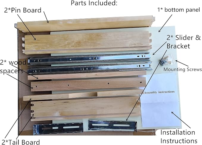 Elysian 23" Kitchen Cabinet Pull Out for 27" Cupboard, Solid Wood Build, 21" Deep Low Profile Tray, Full Extension Runners, Spacers Included for Perfect Fit - Image 5
