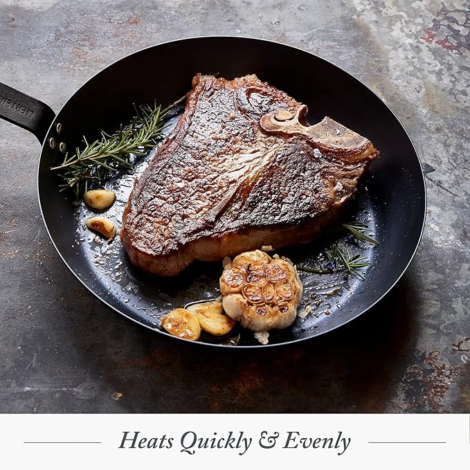 Merten & Storck Pre-Seasoned Carbon Steel 8” Frying Pan Skillet,Use on Induction,Stove and Grill,Durable,Even-Heating,for Searing,Grilling,Oven Use,and Campfire,Indoor/Outdoor,(Pack of 6) - Image 8