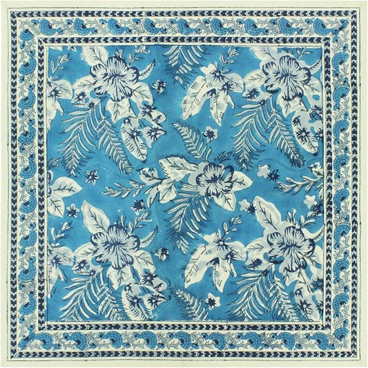 20x20 Inches Cotton Napkins Set of 4, White Blue, Washable Hand Block Printed Reusable Cloth Napkins for Dinning, Party, Wedding, Home Decor Fall by HomeSpunCrafts