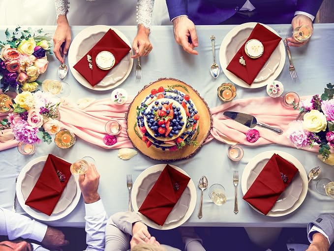 Utopia Home [12 Pack, Red] Cloth Napkins 20x20 Inches, 100% Polyester | Hemmed Edges, Washable and Reusable Ideal for Parties, Weddings and Dinners - Image 9