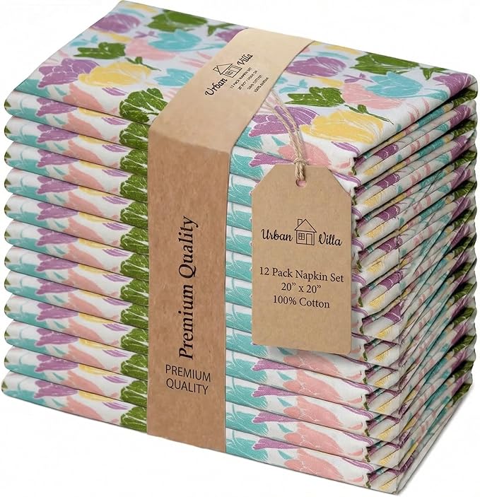Urban Villa Cloth Napkins Cotton 20x20 (Set of 12) Tulip by CottonTrends