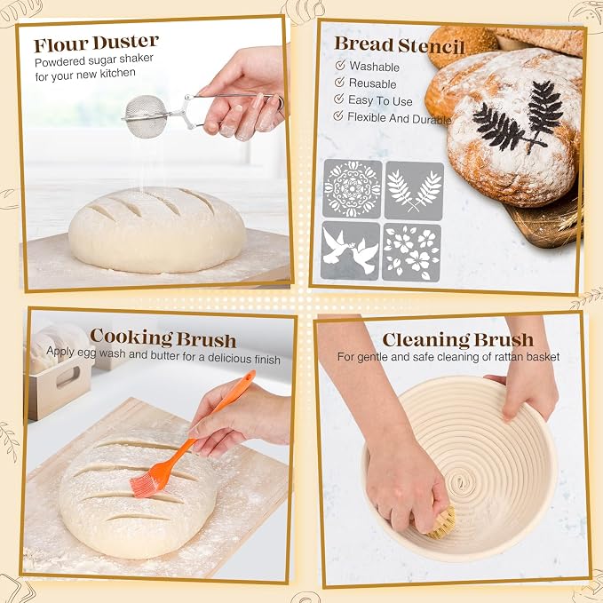 Sourdough Starter Kit, Sourdough Bread Baking Supplies, Sourdough Kit for Modern Home and Kitchen, Sourdough Bread Basket, Sour Dough Kit, Bread Making Tools Kit Gifts for Bakers Women Wife Mom - Image 6
