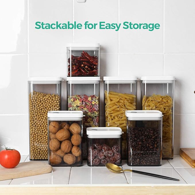 ComSaf Food Storage Container with Lids(64oz) Set of 4, Tall Airtight Food Storage Jar, BPA Free Plastic Food Storage Container Kitchen Pantry Containers for Noodles,Cereal, Flour and Sugar - Image 4