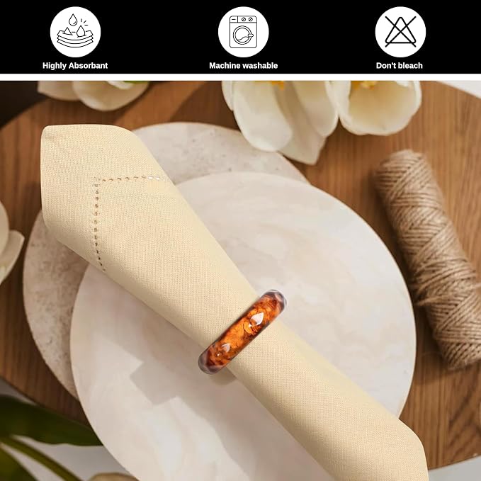 Bedding Craft Cotton Dinner Cloth Napkins Set of 12 – 18x18 Apricot Gelato Hemstitched – Machine Washable Fabric Napkins for Weddings, Baby Showers, Gifting & Parties - Image 2