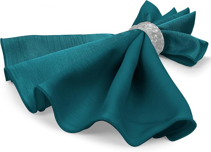 17 x 17-Inch Shantung Satin Cloth Napkins, Teal, Set of 60 | Bulk Case of 5 Dozen, Square, 100% Polyester Fabric, Reversible, Faux Dupioni Silk Reverse Side, Machine Washable, Blue - Image 7