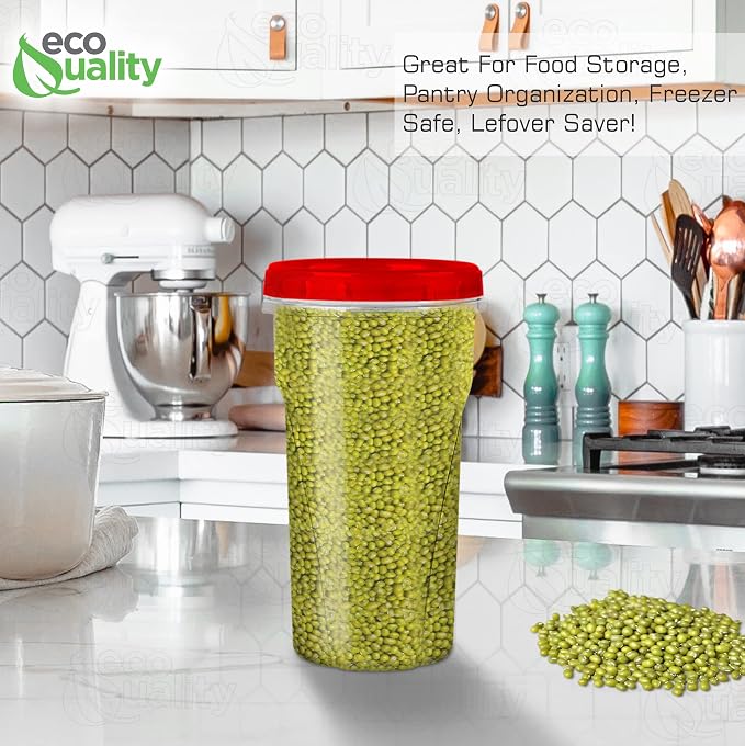 48 oz Clear Twist Top Storage Deli Containers with Leak Proof Lids Red - BPA Free Snack Containers Airtight Reusable Plastic Food Storage Canisters with Twist Seal Caps, Food Storage, Meal Prep, Freezer, Kitchen Organizer, Stackable, Reusable (8) - Image 7