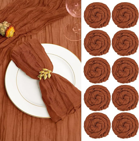 fani 60 Pack Gauze Cheesecloth Napkins, 20 x 20 in, Terracotta | Wrinkled Table Napkins, Soft Cotton, Rustic Decorative, Weddings, Party, Dinner Table, Everyday Use by fani