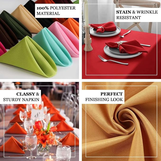 Efavormart Premium Cloth Napkins Set of 50, 17x17 Inch Chocolate Violet Seamless Dinner Napkins, Washable Linen Table Napkin Cloth with Hemmed Edges for Weddings, Party and Banquet - Image 4