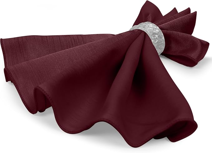 17x17-Inch Shantung Cloth Napkins, Burgundy, Set of 60 - Image 7