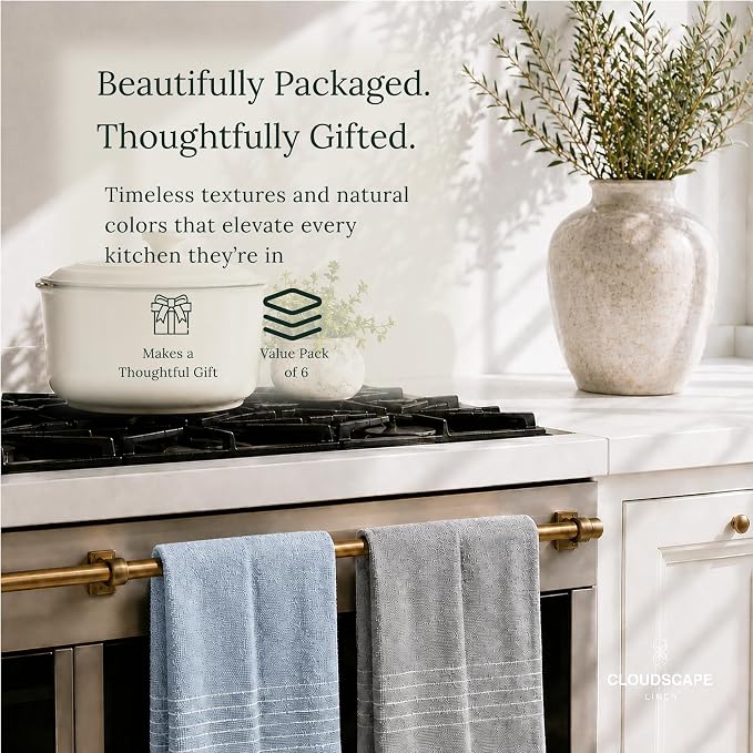 CSL Kitchen Towels Cotton, Pack of 6, Absorbent Dish Towel, 18x28 -AIG - Image 8