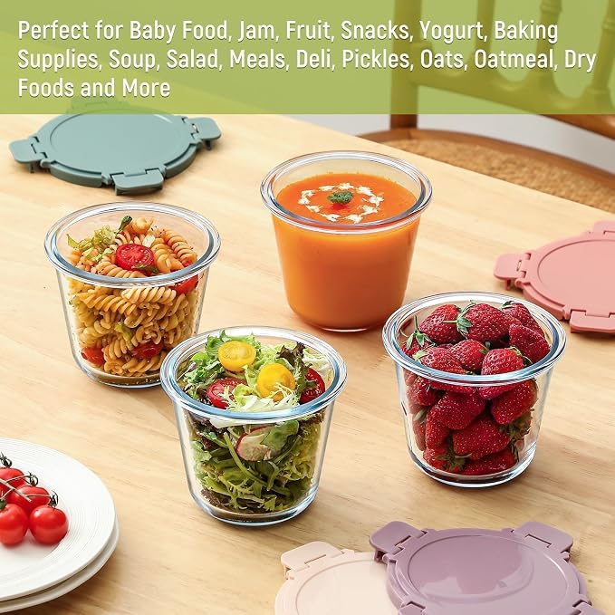 [UPGRADED LID] 6 Sets 3 Cup/24oz Borosilicate Glass Food Soup Containers with Lids, Meal Prep Storage Bowl Jars for Leftover Meal Lunch Oats Fruit Deli Salads - Microwave, Oven, Freezer Safe -BPA Free - Image 6