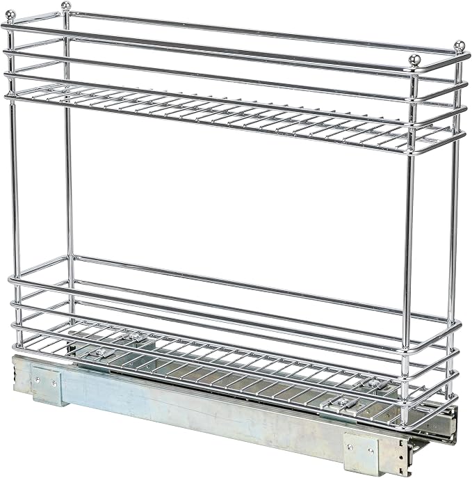 Household Essentials Chrome 2-Tier Sliding Cabinet Organizer, 5" - Image 7