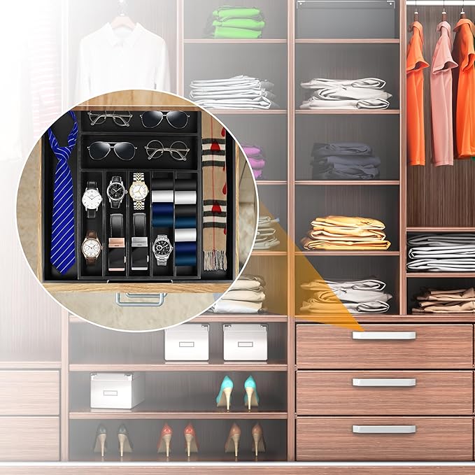 Large Premium Bamboo Silverware Organizer - Expandable Utensil Drawer Organizer - 17"x19.6" Utensil Holder and Cutlery Tray with Grooved for Kitchen Flatware and Utensils(7-9 Slot, Black) - Image 7