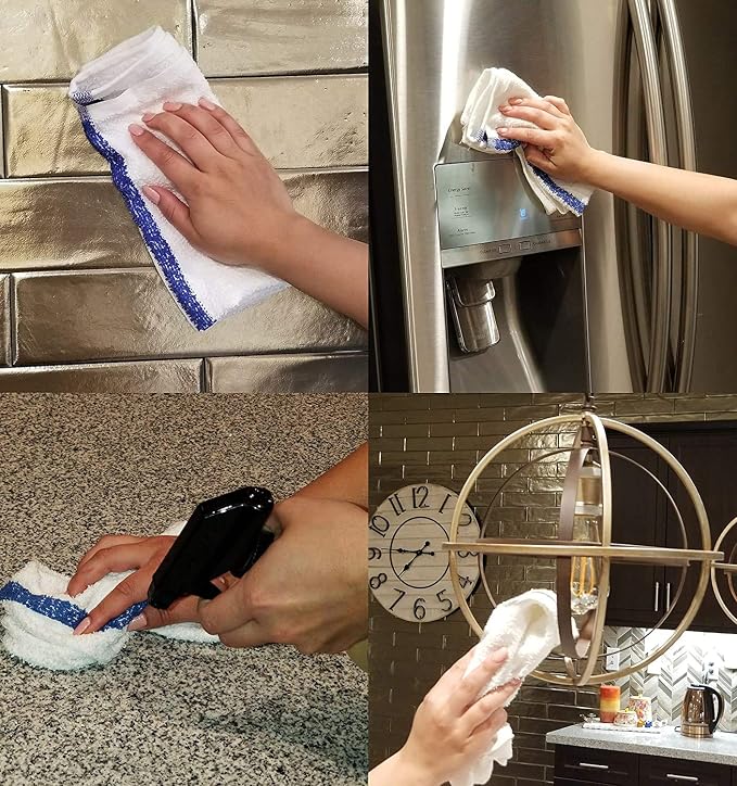 New Cotton Blend White Restaurant Bar Mops Kitchen Towels (12, White) - Image 4