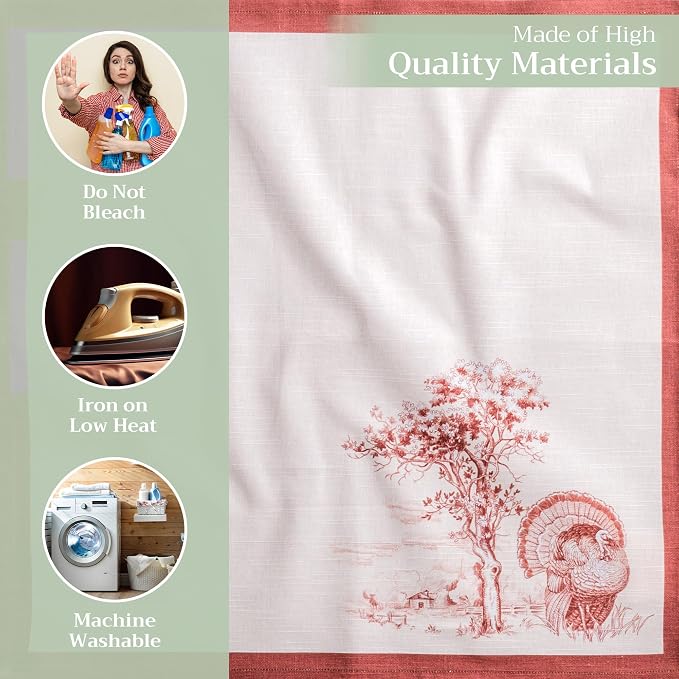 Maison d' Hermine Cloth Napkins Set of 4 Reusable 100% Cotton (20" x 20") | Everyday Square Napkins Cloth Washable Dinner Wedding Restaurant Hotel Kitchen Thanksgiving Christmas - Holy Jouy - Brown - Image 3